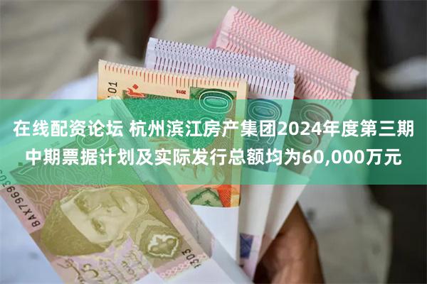 在线配资论坛 杭州滨江房产集团2024年度第三期中期票据计划及实际发行总额均为60,000万元