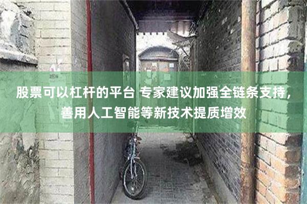 股票可以杠杆的平台 专家建议加强全链条支持，善用人工智能等新技术提质增效