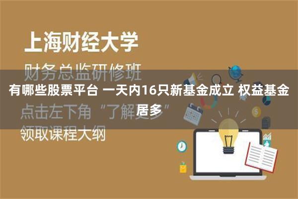 有哪些股票平台 一天内16只新基金成立 权益基金居多