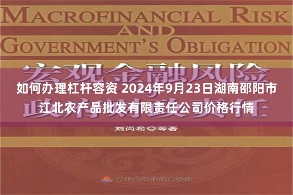 如何办理杠杆容资 2024年9月23日湖南邵阳市江北农产品批发有限责任公司价格行情