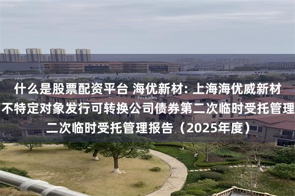 什么是股票配资平台 海优新材: 上海海优威新材料股份有限公司向不特定对象发行可转换公司债券第二次临时受托管理报告（2025年度）